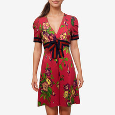 Gucci Fuchsia Pink Floral Dress With Bow Detail, size S