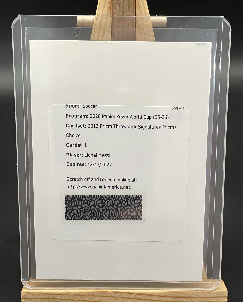 2025-26 Prizm World Cup Lionel Messi 2012 Throwback Auto Choice Redemption &2