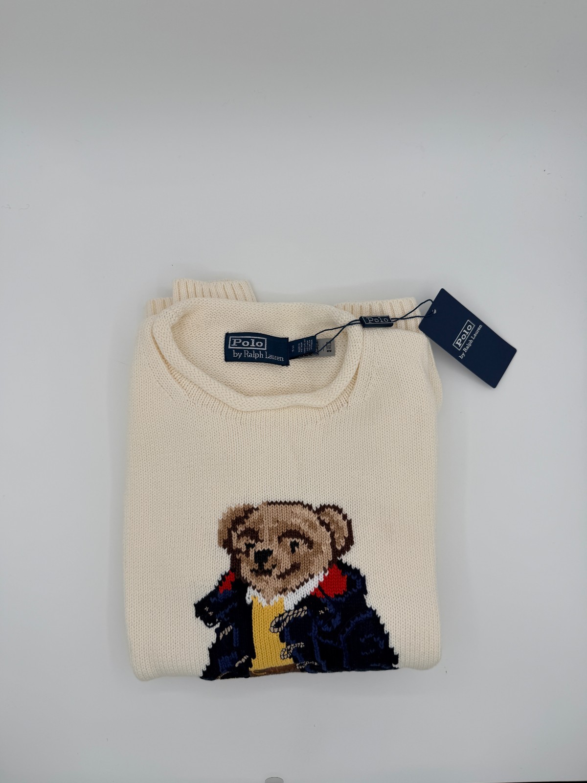 Polo Crewneck Sweater White Ralph Lauren Bear Motify Cotton Jumper Women S