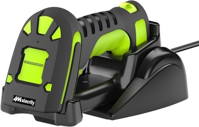 Alacrity 2D Industrial Wireless Barcode Scanner w/ Charging Stand, 433Mhz, Green