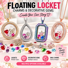 Floating Locket Pendant Charms Gems Stones DIY Memory Jewellery Necklace Gift