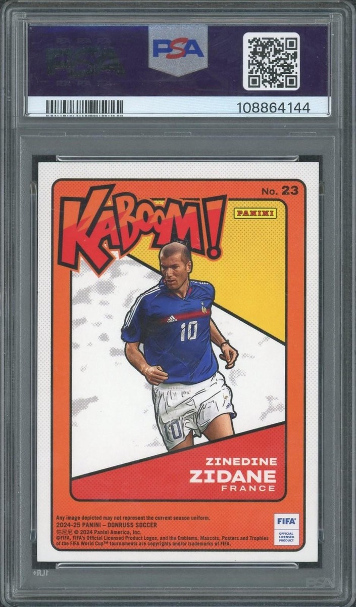 2024/25 Panini Donruss FIFA Zinedine Zidane Gold Kaboom /10 PSA 7