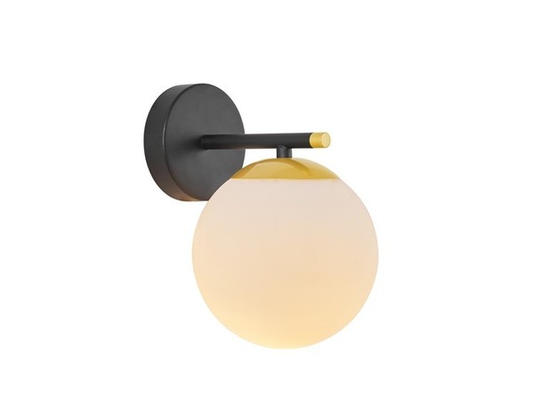 Domoletti Raile Wandleuchte Gold/Schwarz E27 40W Glas Metall 19X15X21,5 Cm-image