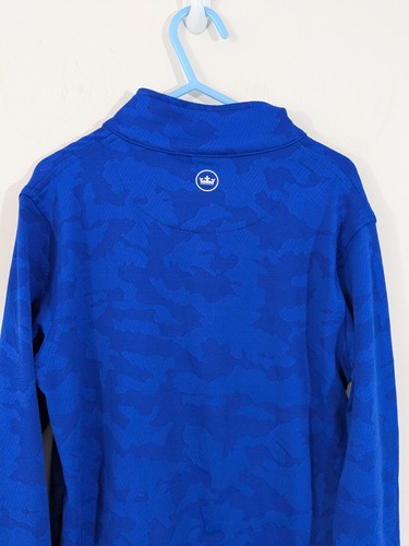 Peter Millar Golf 1/4 Zip Sweater Boys Performance Lightweight Blue Camo Sz S - Picture 7 of 7