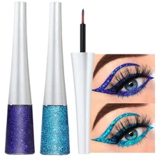 evpct 2Pcs Dark Light Royal Blue Color Liquid Glitter Eyeliner Liners Sets fo...