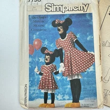 Simplicity 7730 Disney Minnie Mouse Costume Pattern VTG 1986 Sz 2–4 Complete