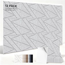 TO-TH Acoustic Wall Panels 12 Pack, Silver Gray
