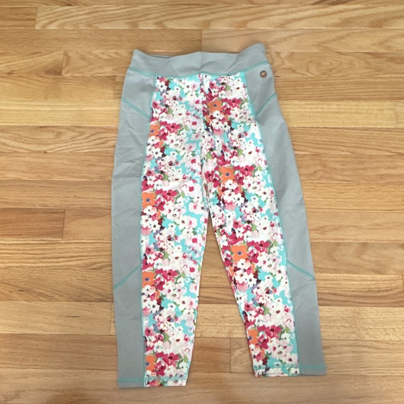 Matilda Jane Girls Floral Print Ankle Leggings Size 12 Multicolor/Gray