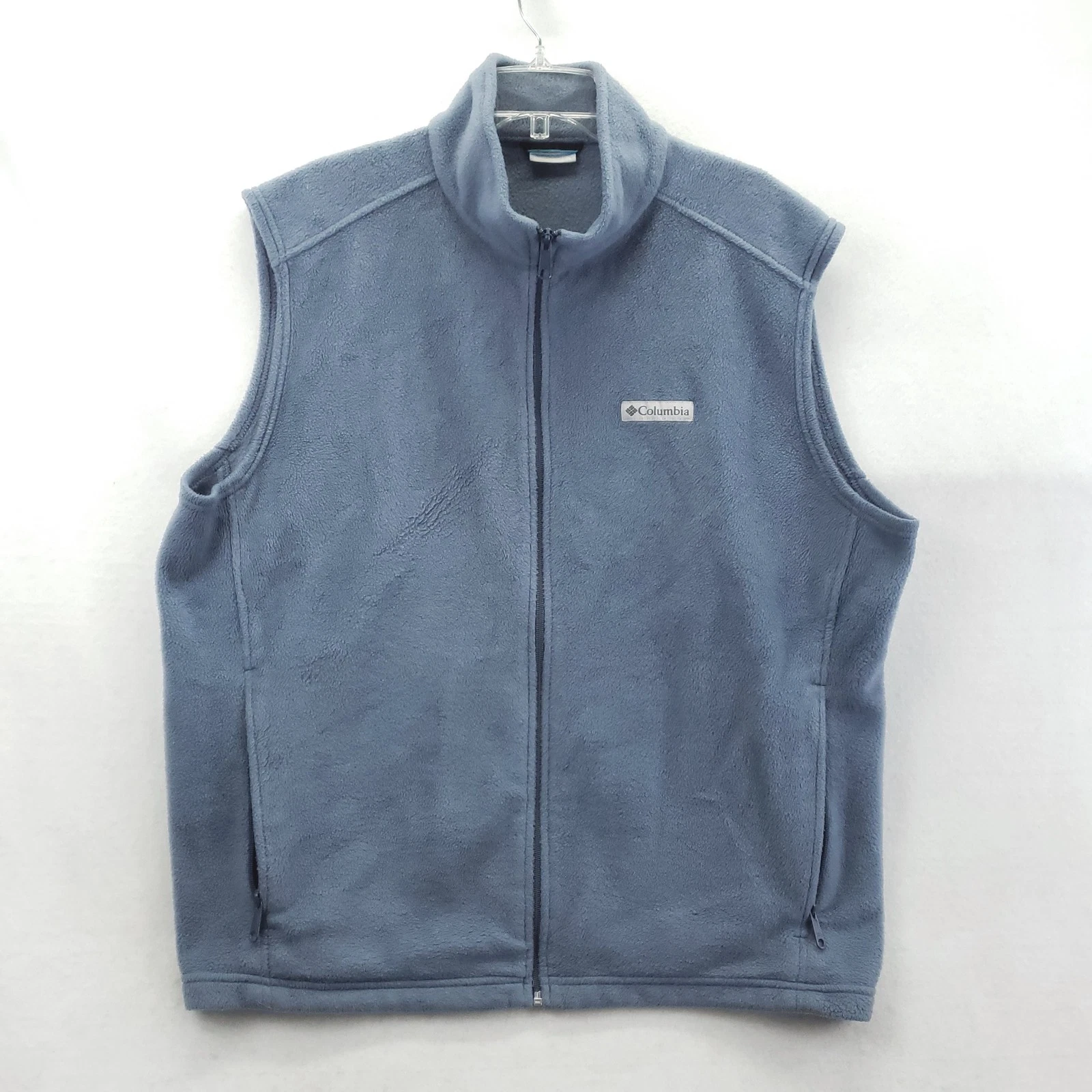 Columbia Fleece Vest Mens XL Blue Full Zip Sleeveless Hiking Outdoor AM1535