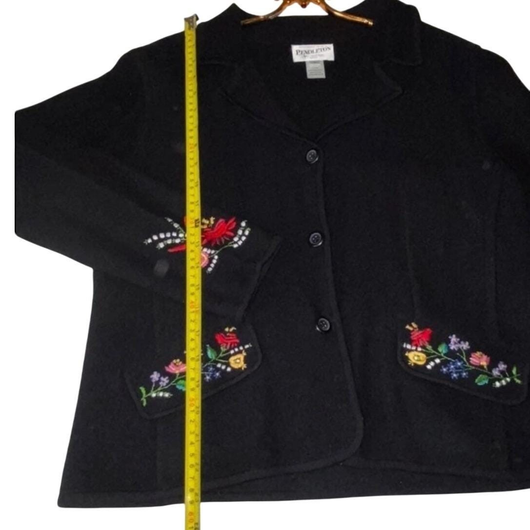 Pendleton Vintage Merino Wool Black Embroidered W… - image 4