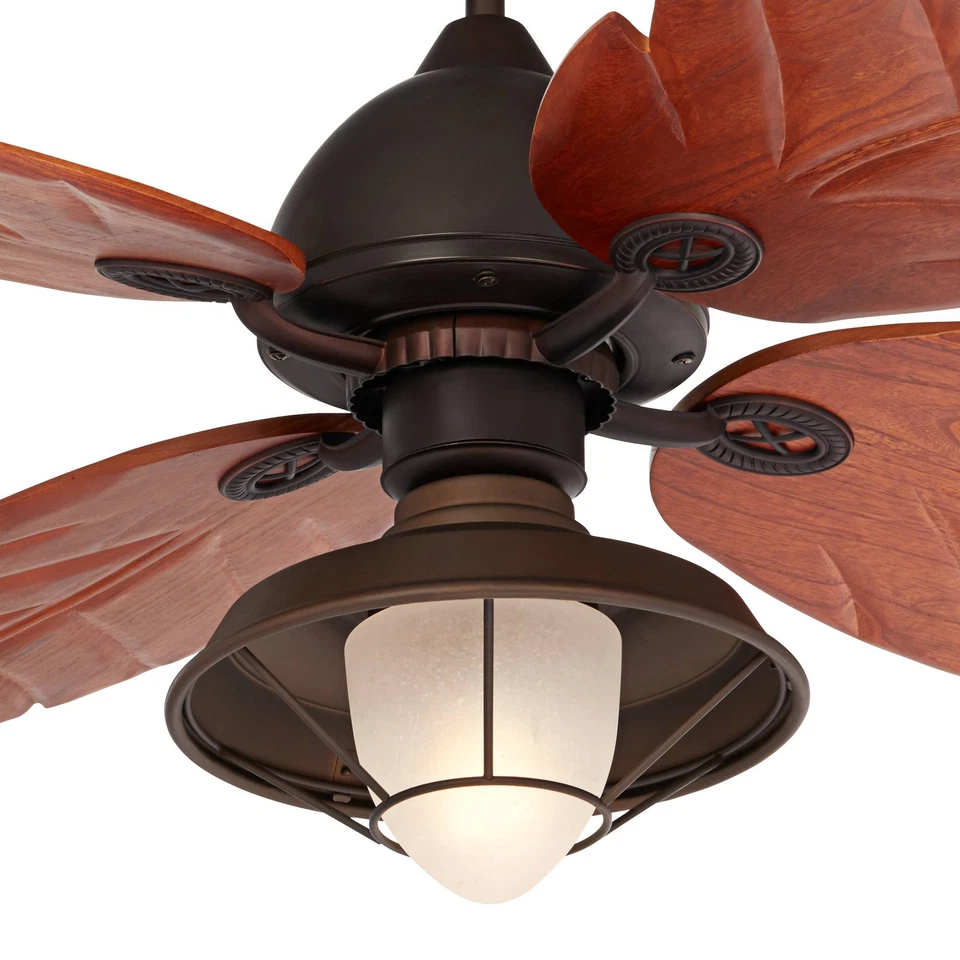 60" Oak Creek Tropical Indoor Outdoor Ceiling Fan with LED Light Bronze Walnut - Image 3 of 4