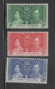 CAYMAN ISLANDS #97-99 1937 CORONATION ISSUE MINT VF LH O.G