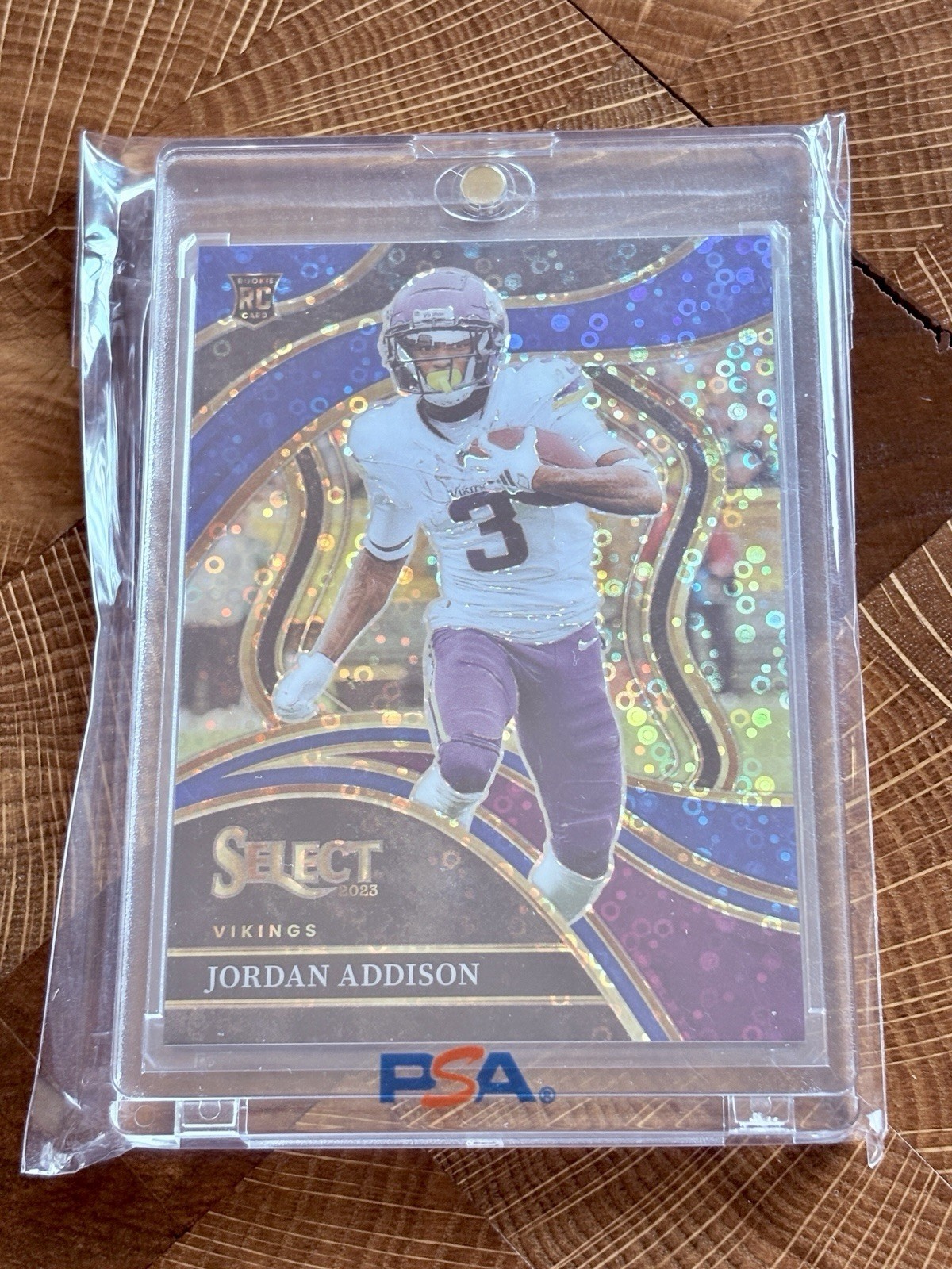 2023 Select Football Jordan Addison #254 Blue Disco Prizms RC #/25 Near Mint