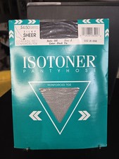 Vintage Isotoner Pantyhose 505 Size 1 Control Top Sandal foot Black Tie 1988