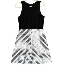 New Ann Taylor Womens Size 6 Sleeveless Back Zip Striped A Line Fit Flare Dress