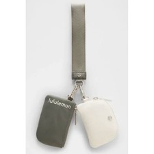 Lululemon Dual Pouch Wristlet Grey Sage Light Ivory Gold LW9EWOS NWT