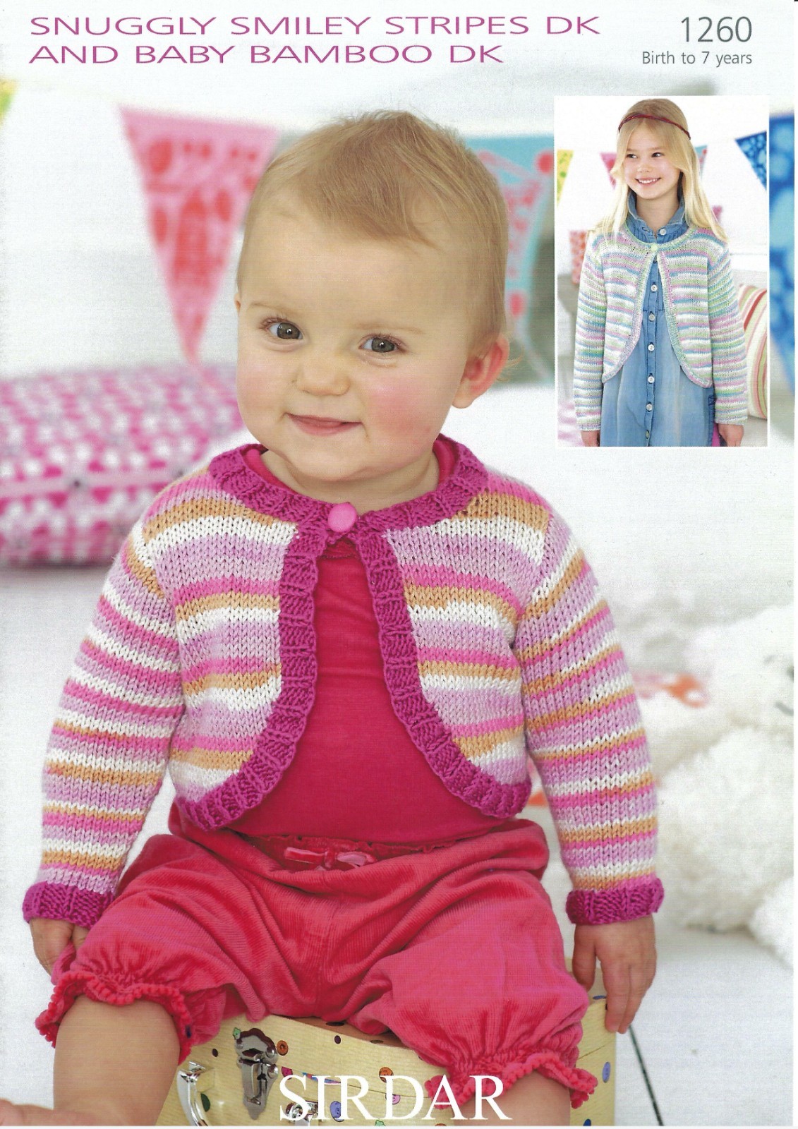 Sirdar Snuggly DK Knitting Pattern - 1260 Cardigans  (0-7 yrs) (Two Lengths)