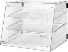 YBSVO 3 Tray Commercial Countertop Bakery Display Case with Rear Doors Clear