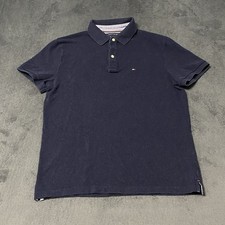 Tommy Hilfiger Polo Shirt Mens M Blue Custom Fit Short Sleeve Classic Logo Prep