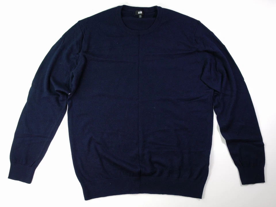 Uniqlo кашемир свитер мужской XL темно-синий ворота, кашемир смесь длинным рукавом - Изображение 2 из 4