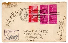 USA Prexie Prexy 4c Block of 4 + on Army Postal Service cover Censor + Letter
