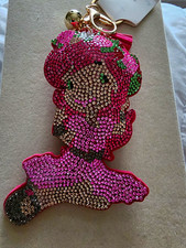Strawberry Shortcake Pink Rhinestone Metal Keychain w/ Tassel  Detachable