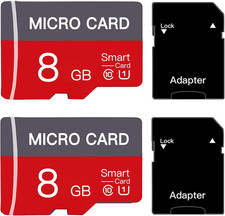 2 Pack 8GB Micro SD Card Class10 Memory Card U1 TF Card for Smartphones, Tablets