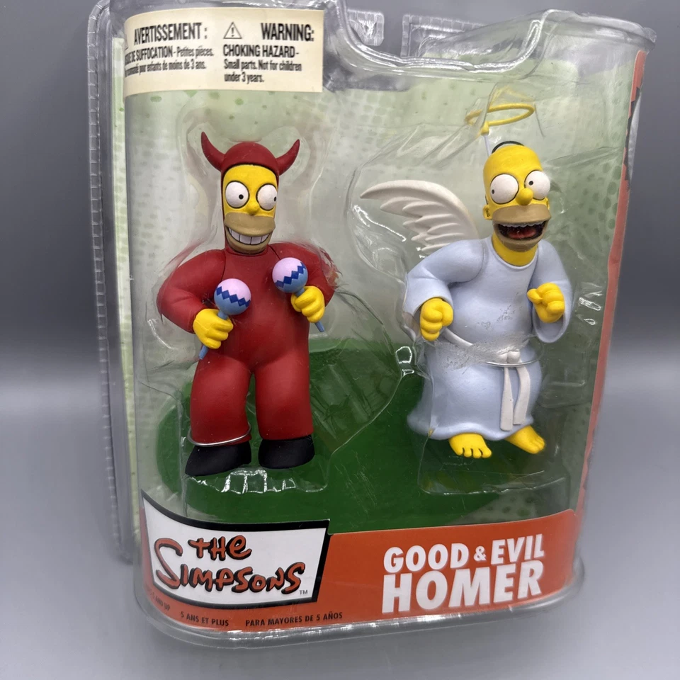 The SIMPSONS Good & Evil Homer (Angel & Devil) Figures by McFarlane Toys NIB t5 - Image 2 of 4