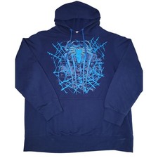 Marvel Comics Spiderman Web Men's Size XL Navy Blue Hoodie Sweatshirt EUC