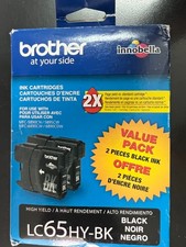 Genuine Brother LC65HY-BK Black, Value Pack of 2 Ink Cartridges 1072/OB