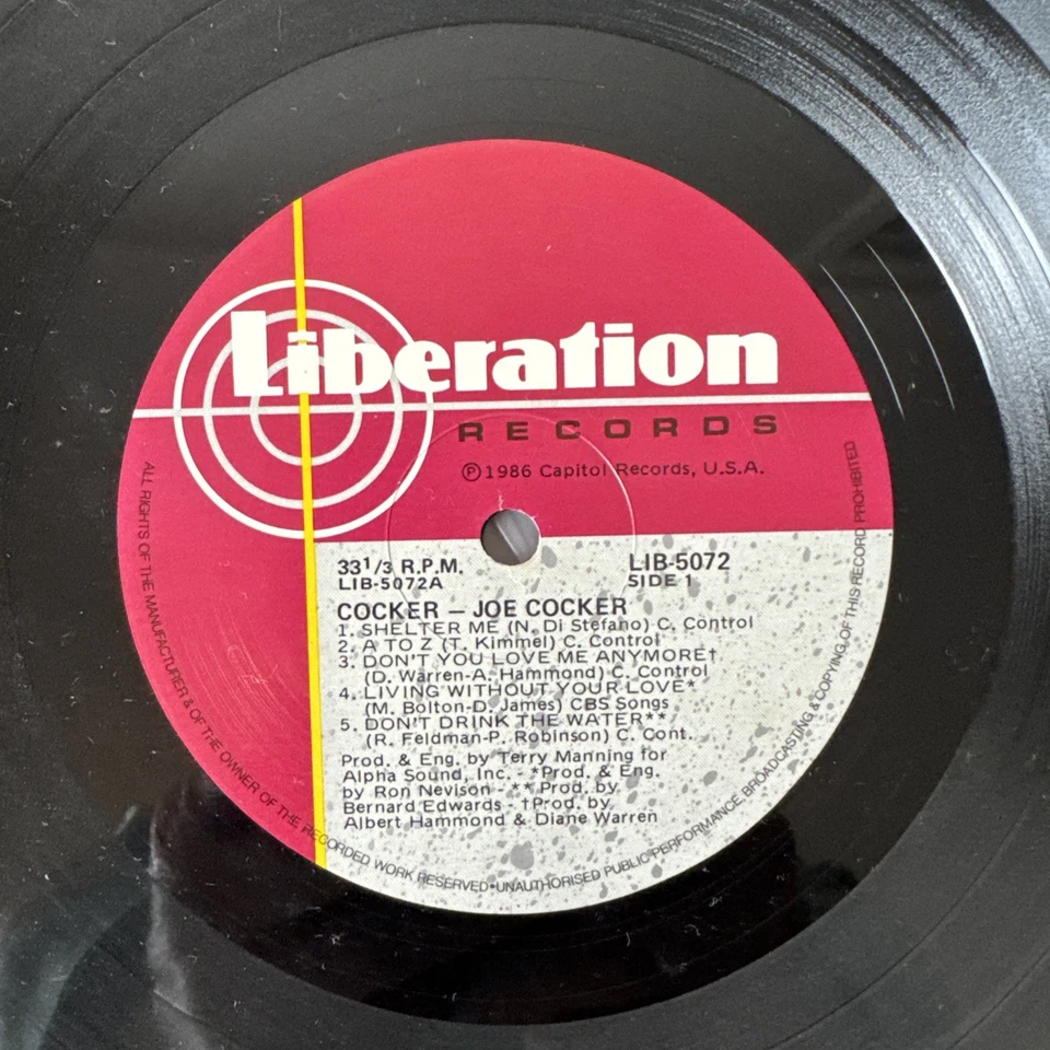 Joe Cocker Cocker Self Titled Vintage Vinyl LP Liberation Records 1986 - Image 4 of 4