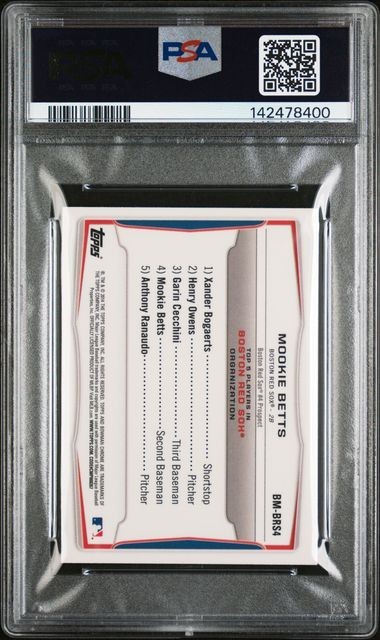 2014 Bowman Chrome Mini Prospect Rookie Refractor #BM-BRS4 Mookie Betts RC PSA 9 view 18