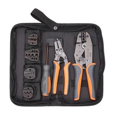 IWISS IWS-30J Ratchet Crimping Tool Set 5 Jaws Wire Stripper AWG 20-10 Orange