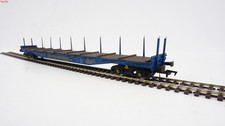 Heljan Cargowaggon IGA Bogie Flat Blue w/Timber Load Weathered 1:76 OO Scale