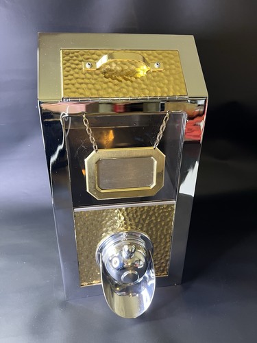 Coffee Bean Dispenser Hammered Brass Front Industrial Food Dispenser Vintage