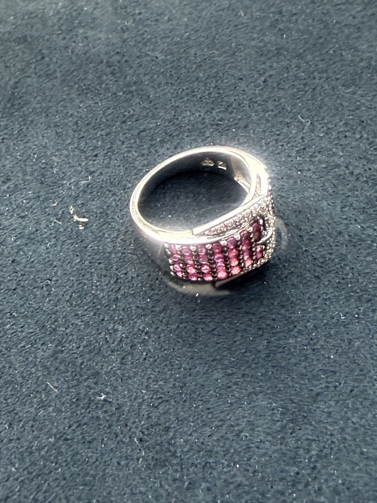 RUBY AND DIAMOND BUCKLE RING STERLING SILVER - image 4