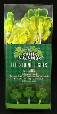 String Lights - Saint Patrick's - Clover - 3'' - Indoor Use - Battery Operated 