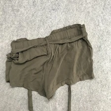 Rewash Short Shorts Womens Size Large Green Lightweight Belted Elastic Waistband