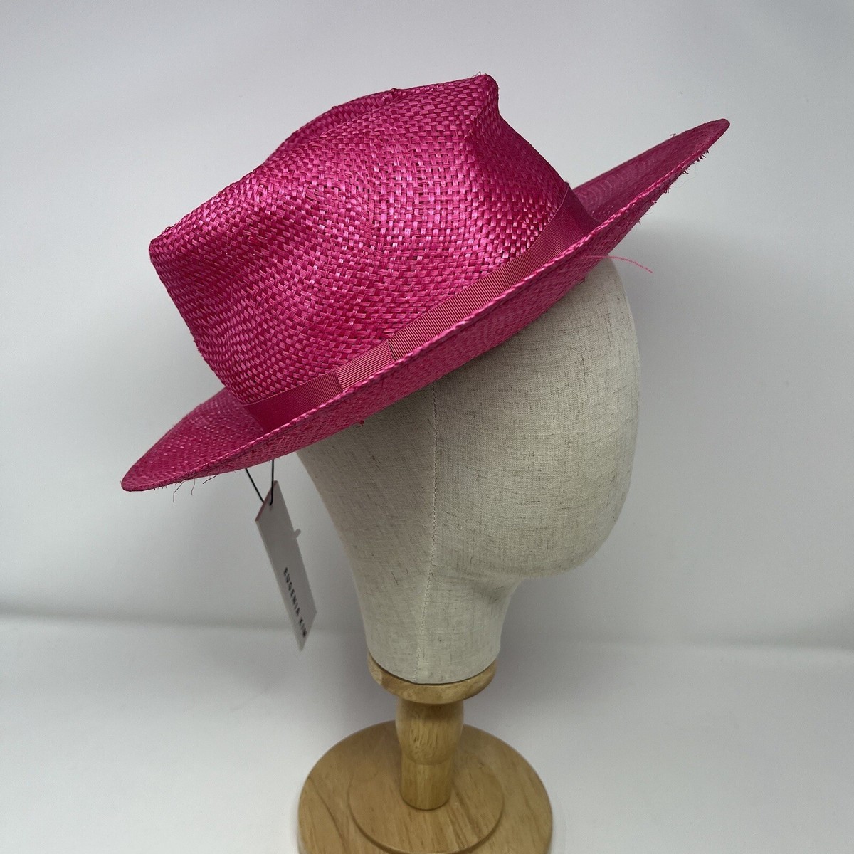 NWT Eugenia Kim Bright Pink Blaine Straw Fedora Light Weight 