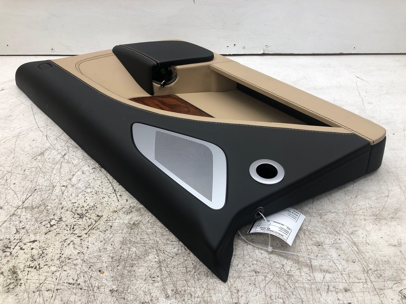 ASTON MARTIN RAPIDE RIGHT FRONT DOOR PANEL TRIM COVER BEIGE BLACK LEATHER OEM
