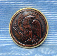 American Eagle Belt Buckle Military Cowboy Freedom Leather Inlay Vtg 70s .TYC592