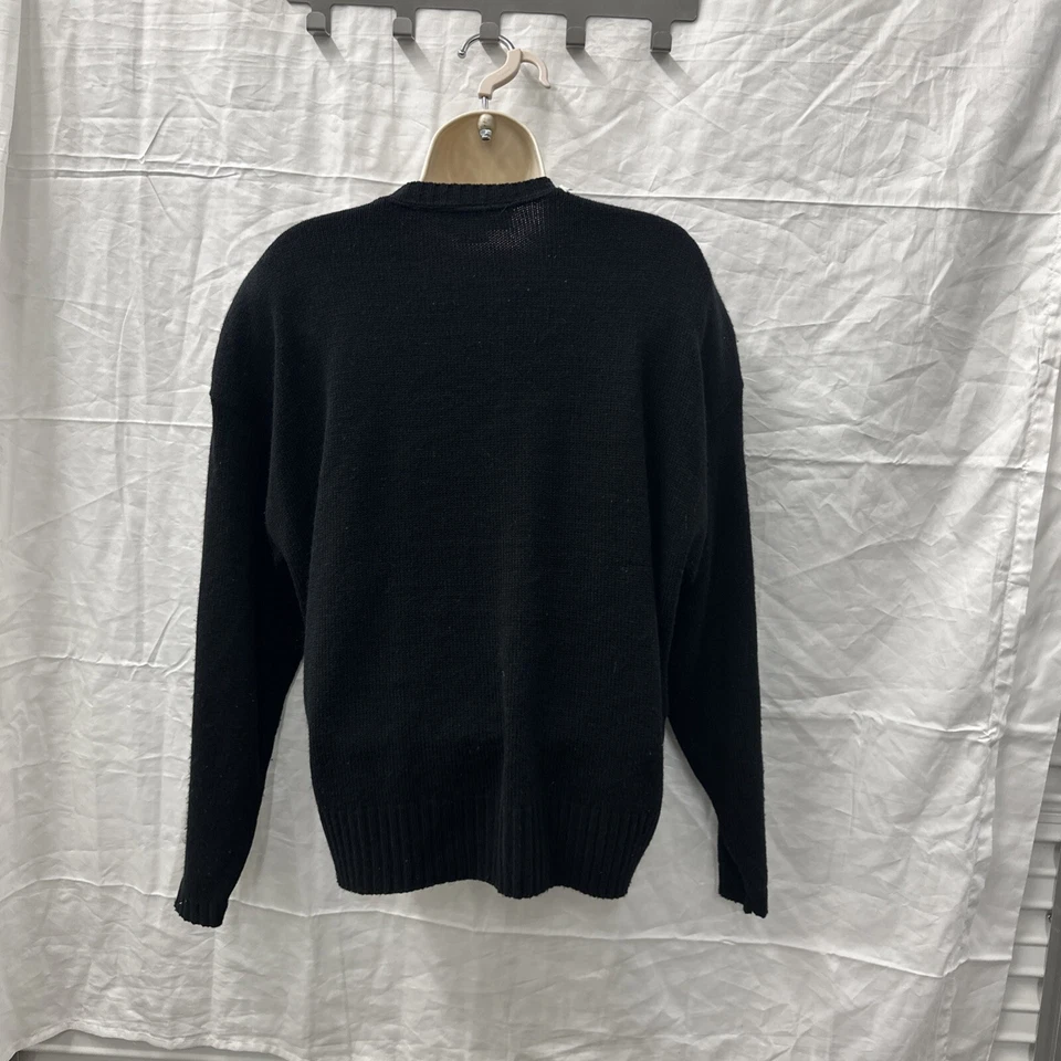 Cárdigan geométrico vintage para mujer grande negro Fair Isle suéter casa de campo EE. UU. Foto 3 de 4