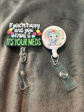 New 2 Pc Badge Holder Clip Retractable Id Elephant Women  s Glitter