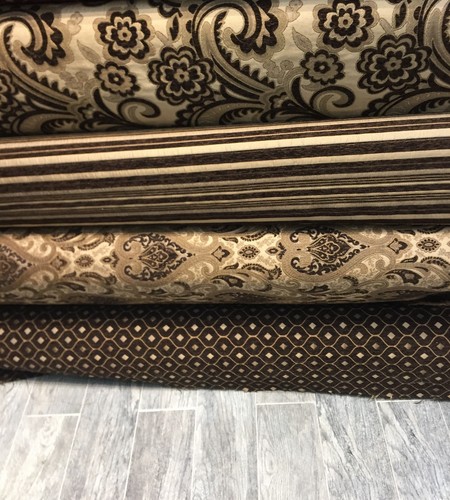 Mercedes Brown Diamond Chenille upholstery Fabric by the yard Sofa Chair Cushion - Picture 4 of 4