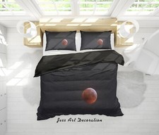 3D Red Moon Black Quilt Cover Set Duvet Cover Bedding Pillowcases