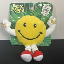 Vtg 1997 Special Effects 24K Smiley Face Grippits Bee Happy Stuffed Plush NOS