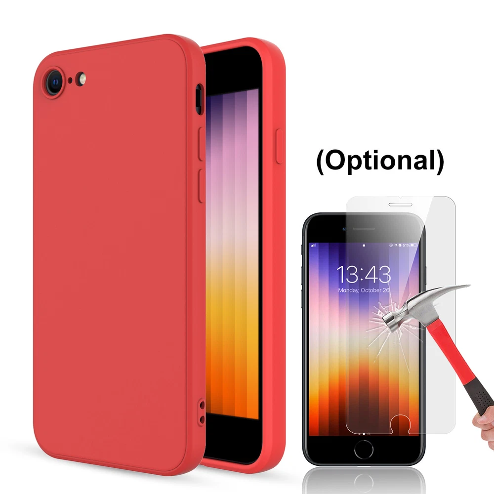 Phone Case For iPhone 7 8 SE 2nd 3rd 2022/2020 Liquid Silicone Screen Protector Phone Case For iPhone 7 8 SE 2nd 3rd 2022/2020 Liquid Silicone Screen Protector