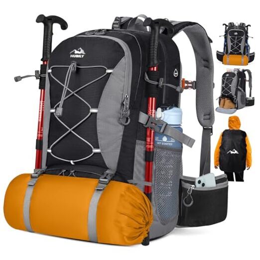 50L Waterproof Hiking Backpack for Camping Travel Men Women Black