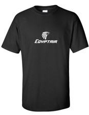 Egypt Air White Logo Egyptian Airline Geek Black Cotton T-Shirt