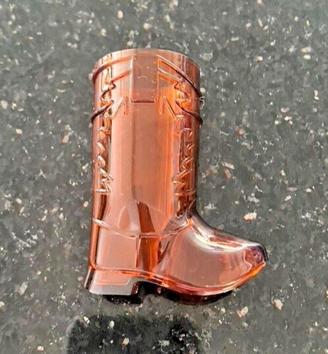 NEW, set of 54 unused amber/brown plastic sculpted cowboy boot 3" shot glasses